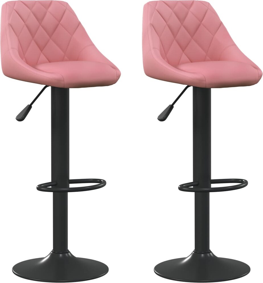 Barhocker DUKE höhenverstellbar 2er Set Rosa Samt | Barstühle drehbar Küchenhocker Thekenhocker für Küche Hausbar