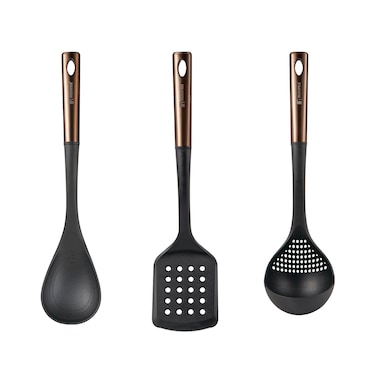 San Ignacio Copper - Set de 3 Utensilios de cocina en PBT negro y cobre