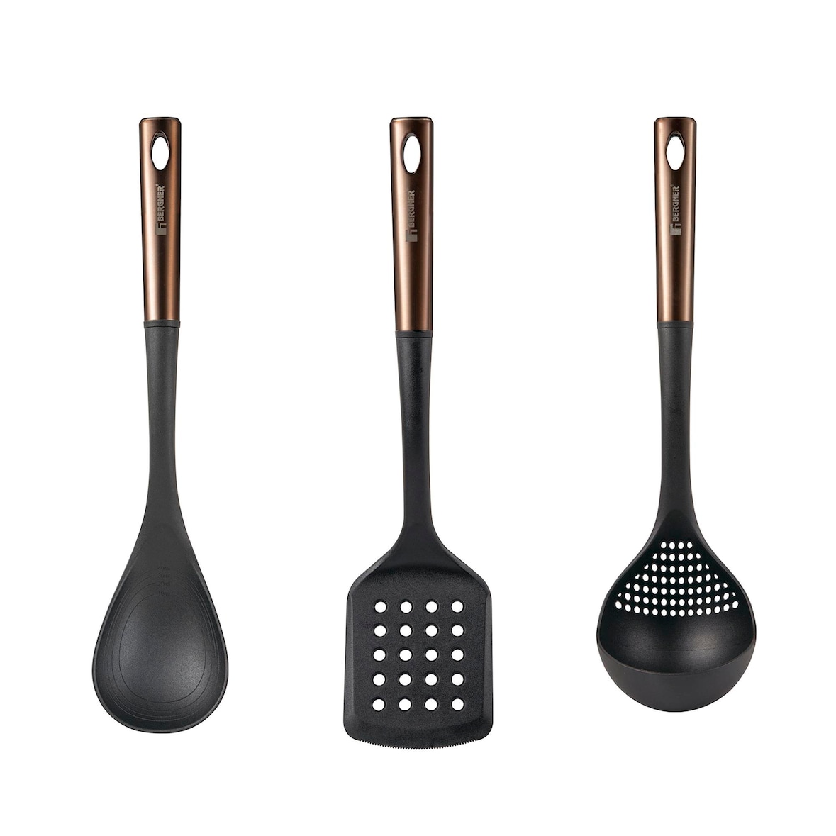 San Ignacio Copper - Set de 3 Utensilios de cocina en PBT negro y cobre