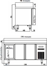 thumbnail of vaiotec TOPLINE Tiefkühltisch / 3-fach GN1/1 mit 2 Schubladen / 2 Türen & Aufkantung, 1795 x 700 mm