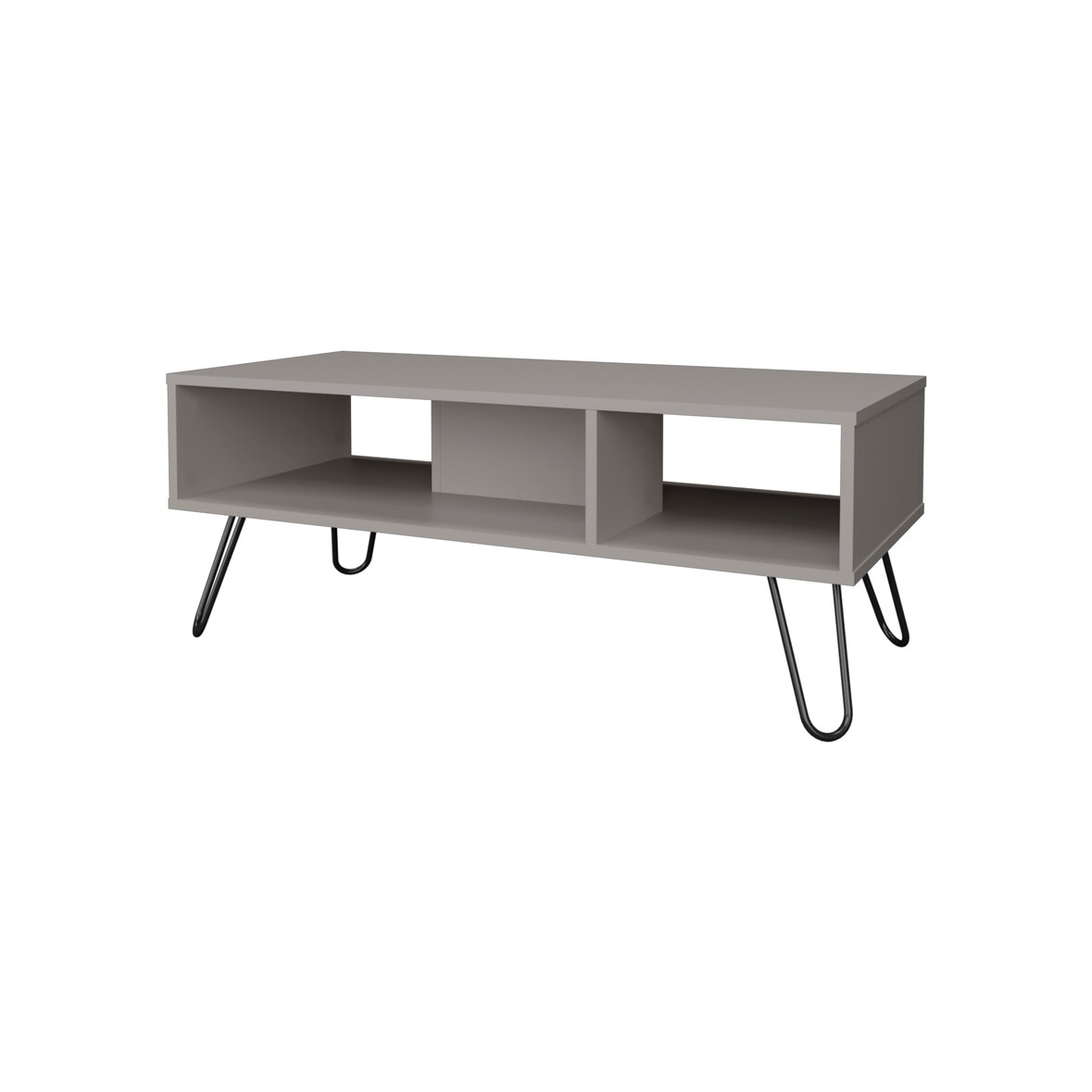 Mesa central Genoa em melamina com 3 prateleiras , Cinzento , 40 cm X 101,1 cm X 45 cm