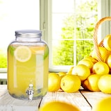 thumbnail of Relaxdays Getränkespender 5 l, Glas, Zapfhahn, Retro Saftspender Gastro, Vintage Limonadenspender Gartenparty, klar