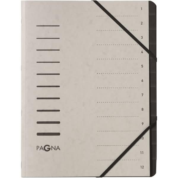 Ordnungsmappe A4 12 Fächer hellgrau 1-12