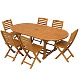 thumbnail of Set Tavolo e Sedie da Giardino in Legno d'Acacia Mobili da Pranzo Tavolo Estensibile 6 Posti 6 Sedie Pieghevoli