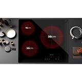 thumbnail of EVVO Placa Vitrocerámica 3 zonas de cocinado V60, Potencia máxima 5.700W, 9 niveles, máx diámetro 30 cm, control táctil, indicador de calor