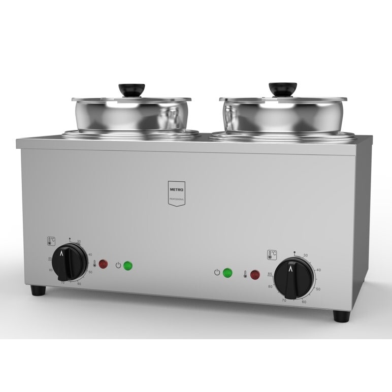 METRO PROFESSIONAL Bagnomaria doppio GHP2013, 31.5 x 52.5 x 31.5 cm, acciaio inox, 2 x 6.5 L, 2 x 200 W, argento