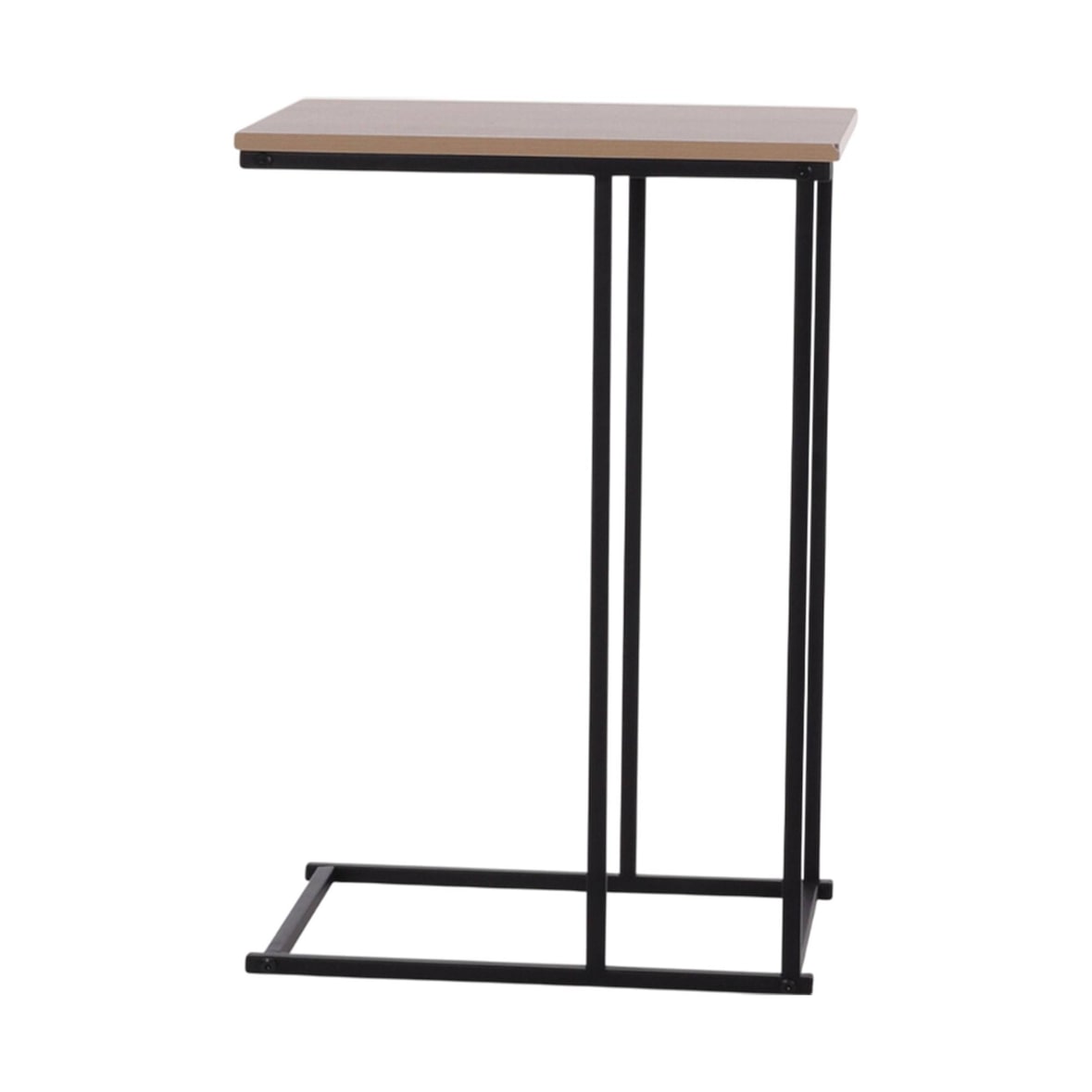 WellHome - Mesa Lateral de Metal com Tampo em MDF e Melamina na Cor Natural 40x26x58cm