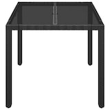 thumbnail of Mesa de jardín superficie de vidrio ratán PE negro 90x90x75 cm