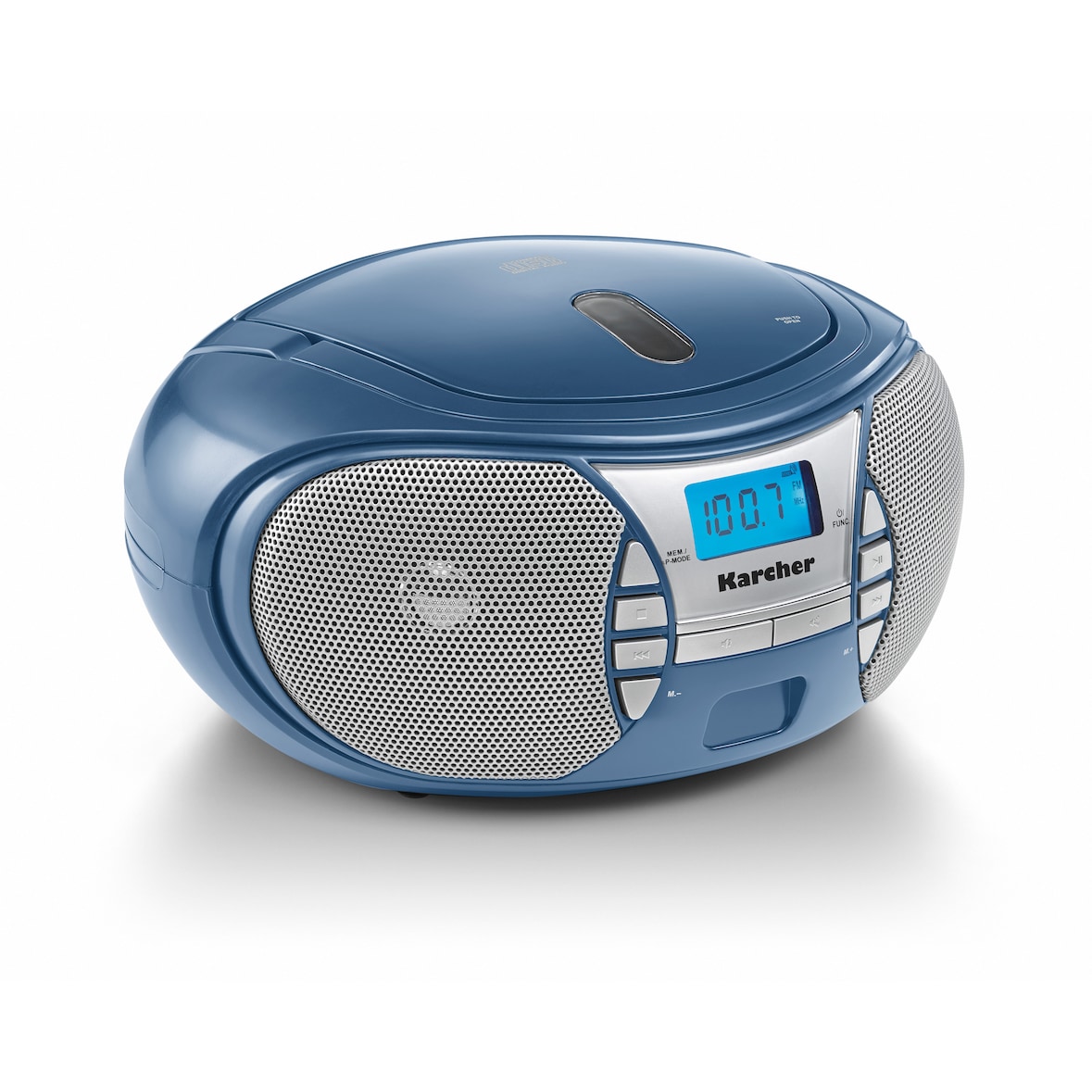 Karcher RR 5025-C tragbares CD Radio (CD-Player, UKW Radio, Batterie/Netzbetrieb, AUX-In) blau