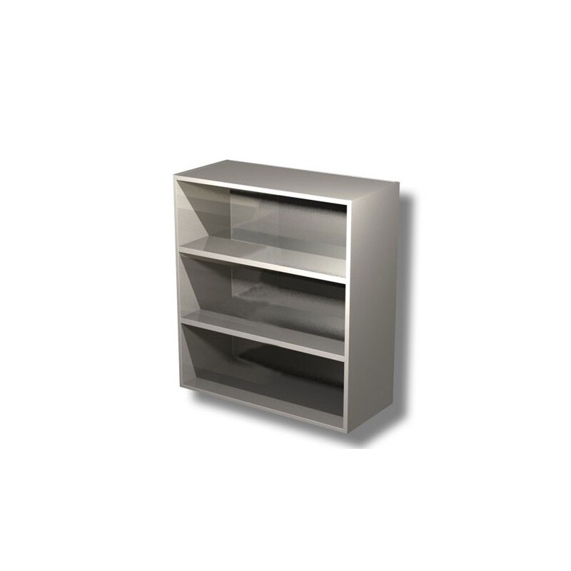 Pensile inox a giorno con 2 ripiani. H.cm. 100 - AISI 430, 140x40x100H