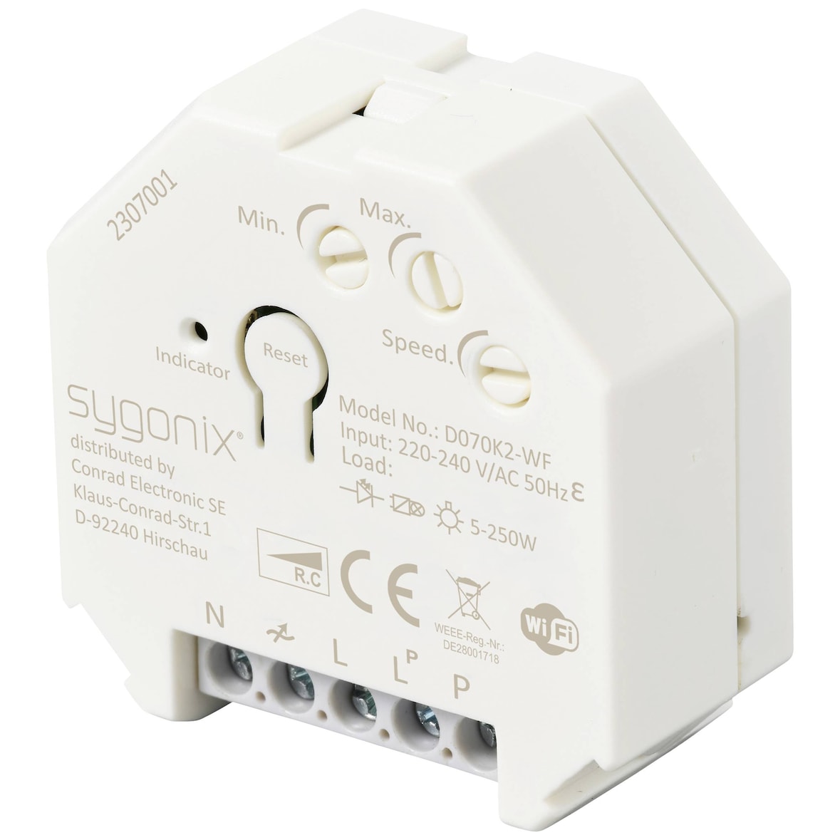 Sygonix SY-5775566 Unterputz Dimmer Geeignet für Leuchtmittel: LED-Lampe, Glühlampe, Halogenlampe We