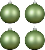 thumbnail of 4 Weihnachtskugeln Glas 10cm mundgeblasen große Christbaumkugeln Weihnachtsbaumkugeln Christbaumschmuck Weihnachtsbaumschmuck Grüntee matt