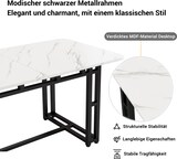 thumbnail of Esszimmer-Set 120x70x74, Schwarz MDF Tisch mit 4 Samt Stühlen Dunkelgrün, Eisenbeine, Moderne Eleganz für Esszimmer und Wohnzimmer