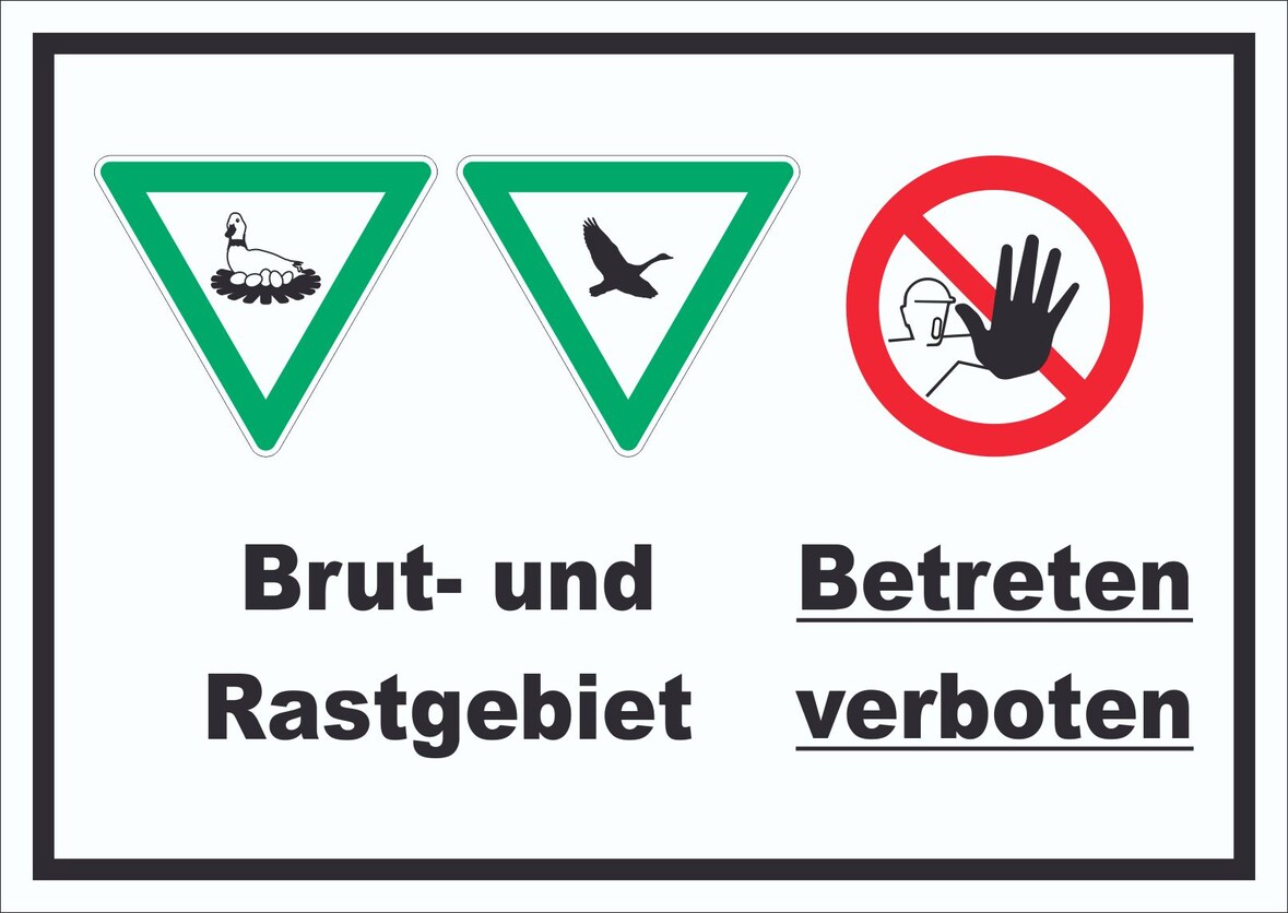 Brut- und Rastgebiet Betreten verboten Schild A1 Rückseite selbstklebend