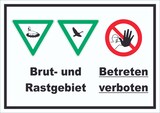 thumbnail of Brut- und Rastgebiet Betreten verboten Schild A1 Rückseite selbstklebend