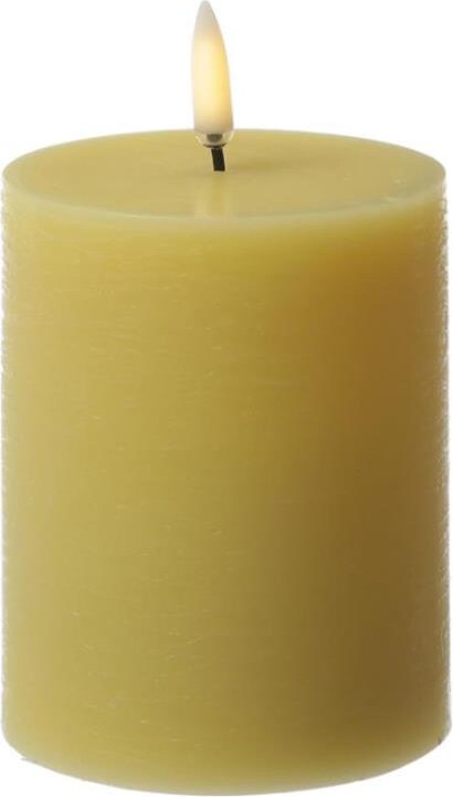 LED Kerze PIA Uyuni Rustik-Optik Echtwachs Timer H: 10cm bis 1000Std gelb