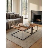 thumbnail of Industrie-Stil Wohnzimmertisch 2er Set, Holz & Metall, Quadratisch. 60x60x46 cm | Kadima Design