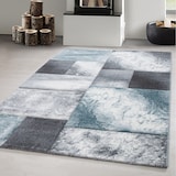 thumbnail of Carpetsale24 Teppich 200x290 cm – Kurzflor Konturenschnitt in Blau Grau Weiß – Kariertes Design, Extra Weich, für Wohnzimmer, Esszimmer