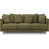 thumbnail of Canapé fixe 4 places CONSTANCE - Tissu vert - Pied en bois massif - L 212 x H 87 x P 93 cm AUCUNE