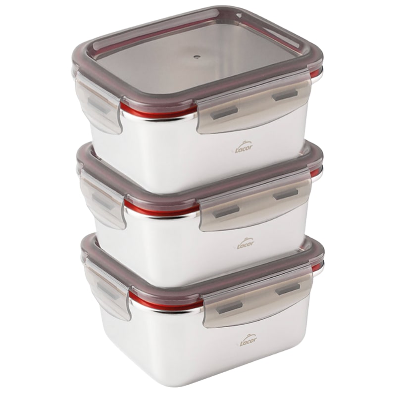 Boîte Inox avec Couvercle PP Ecoinox 260 ml - Lot de 3 - Lacor