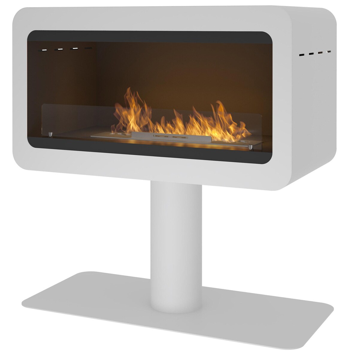 Camino a Bioetanolo da Pavimento 82x44 cm Inecco Bianco con Vetro