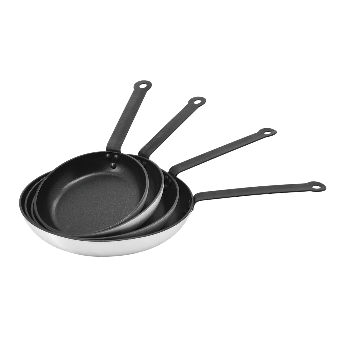 METRO PROFESSIONAL Pfannen Set 4 tlg., Aluminium, Ø 20/ 24/ 28/ 32 cm, Teflon Antihaftbeschichtung, Induktion, ofenfest