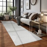 thumbnail of Carpetsale24, Kurzflor Teppich Läufer 80 x 250 cm Grau Einfarbig Skandi-Boho Deko, 3D-Effekt, Extra Weich für Flur, Schlafzimmer und Küche