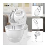 thumbnail of Clatronic HMS 2739 Batidora Amasadora 2en1, Batidora Mano Varillas 5 Velocidades + Turbo, Recipiente Giratorio 250W Blanco/Gris