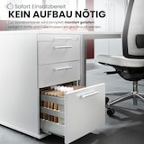 thumbnail of bümö Schreibtisch Schrank Büro mit Hängeregister für Hängeordner, Schubladenschrank Holz in weiß, Container mit Schubladen & Hängeregistratur -