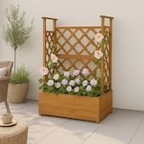 thumbnail of Hochbeet HWC-P67, Pflanz-/Blumenkasten Pflanzkübel Rankgitter Rankhilfe Spalier Holz FSC® 114x85x44cm ~ natur