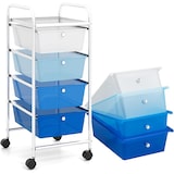 thumbnail of COSTWAY Rollwagen mit 4 stapelbaren Schubladen, Schubladen-Rollwagen, Rollcontainer mit Metallrahmen und Regal