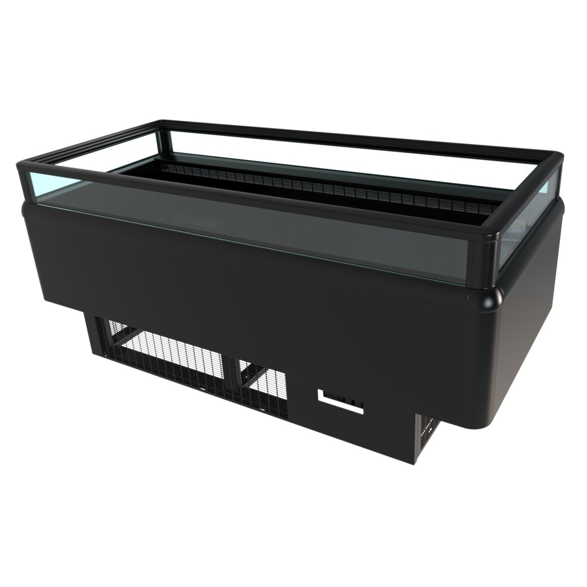 Umschaltbare Kühl-/Tiefkühlinsel DIKDIK mit Umluftkühlung | 240 Liter, HxBxT 95x153x99,5cm | -22/+6°C | Schwarz | + CHEFGASTRO Geschirrtuch