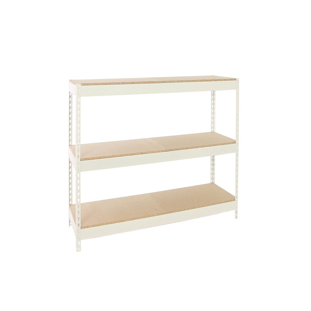 SimonRack Industrieregal, 1500x1200x600 mm, 600 kg am Biegepunkt, 3 Holzböden, Garagenregal, Weiss/Holz- Simonforte