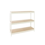 thumbnail of SimonRack Industrieregal, 1500x1200x600 mm, 600 kg am Biegepunkt, 3 Holzböden, Garagenregal, Weiss/Holz- Simonforte