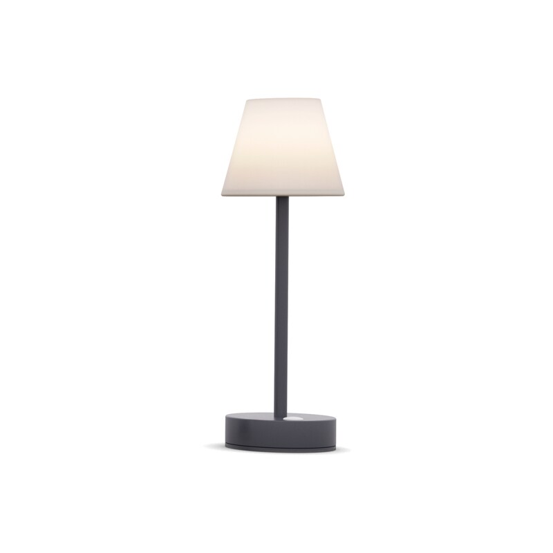 Lampada da tavolo lola slim 30, di metallo.11*11*32cm, batteria ricaricabile. Uso interno ed esterno. Colore Antracite.