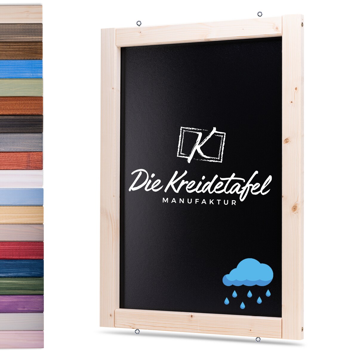 Wetterfeste Outdoor Kreidetafel mit Holzrahmen / Kiefer 55x120cm