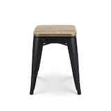 thumbnail of Lot de 4 tabourets en métal noir mat style industriel et assise en bois clair - Hauteur 46 cm