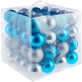 thumbnail of tectake Conjunto de 64 bolas de Navidad en plata/azul  Plata/Azul