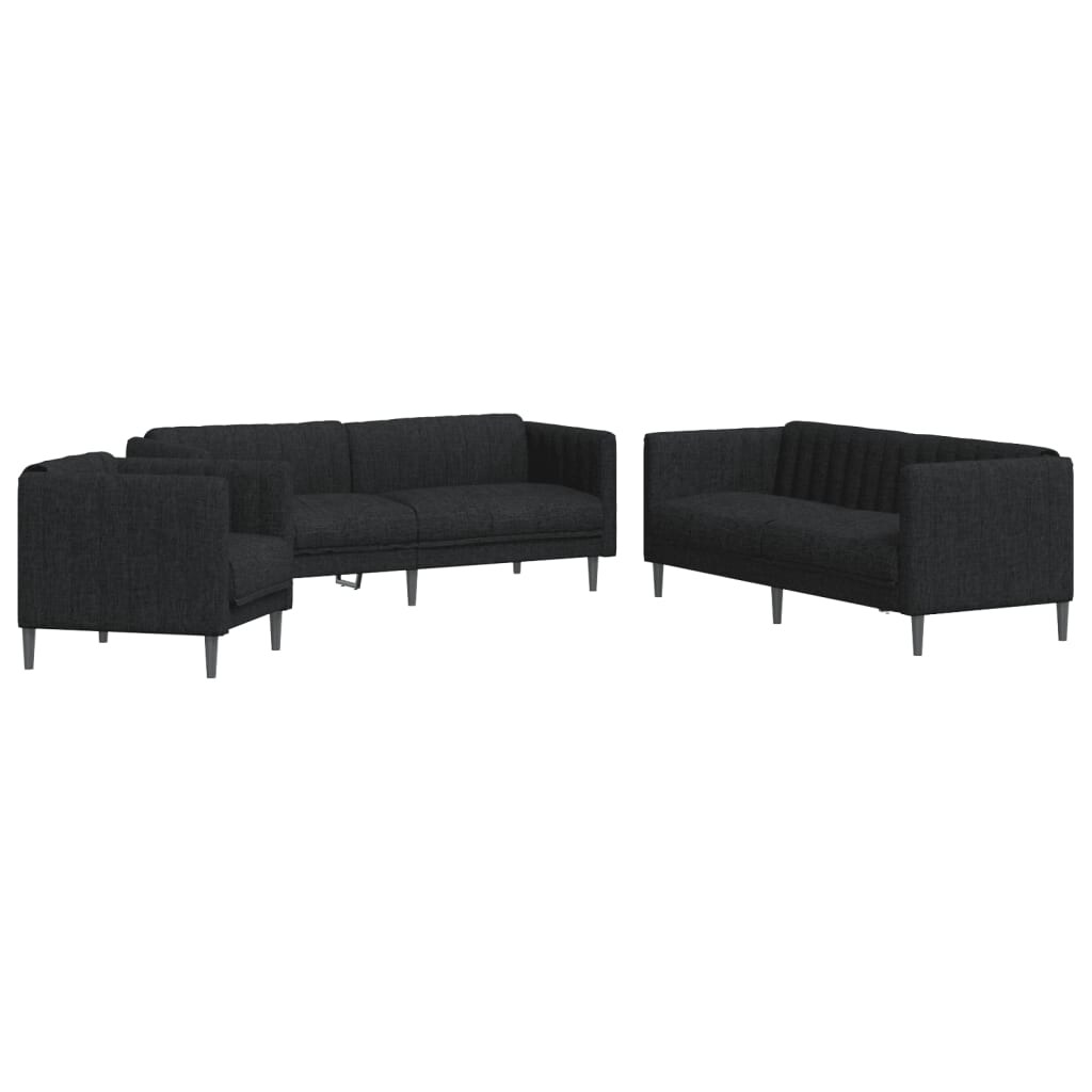 Ensemble de canapés 3 pcs noir tissu Modèle Wervoria