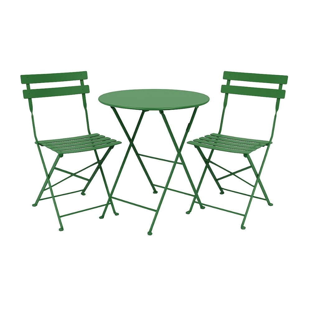 ZIK Juego de mesa y sillas plegables de jardín Muebles de comedor Contract de acero Diseño moderno Ahorro de espacio al aire libre - Verde