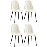 thumbnail of Décoshop26 - Chaises de salle à manger x4 coutures décoratives losanges assise en tissu crème pieds métal noir mat 10_0007734