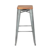 thumbnail of Halenbeek Tabouret de bar MONACO, acier et teck, 76 x 43 x 43 cm, gris/marron
