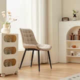 thumbnail of KOSMI - Lot de 2 chaises beiges style scandinave avec assise en tissu rembourré et pieds en métal noir