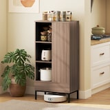 thumbnail of HOMCOM aparador 1 puerta aparador para salón moderno con cajón estante ajustable y 3 compartimentos abiertos para comedor entrada 60x34x121 cm natural
