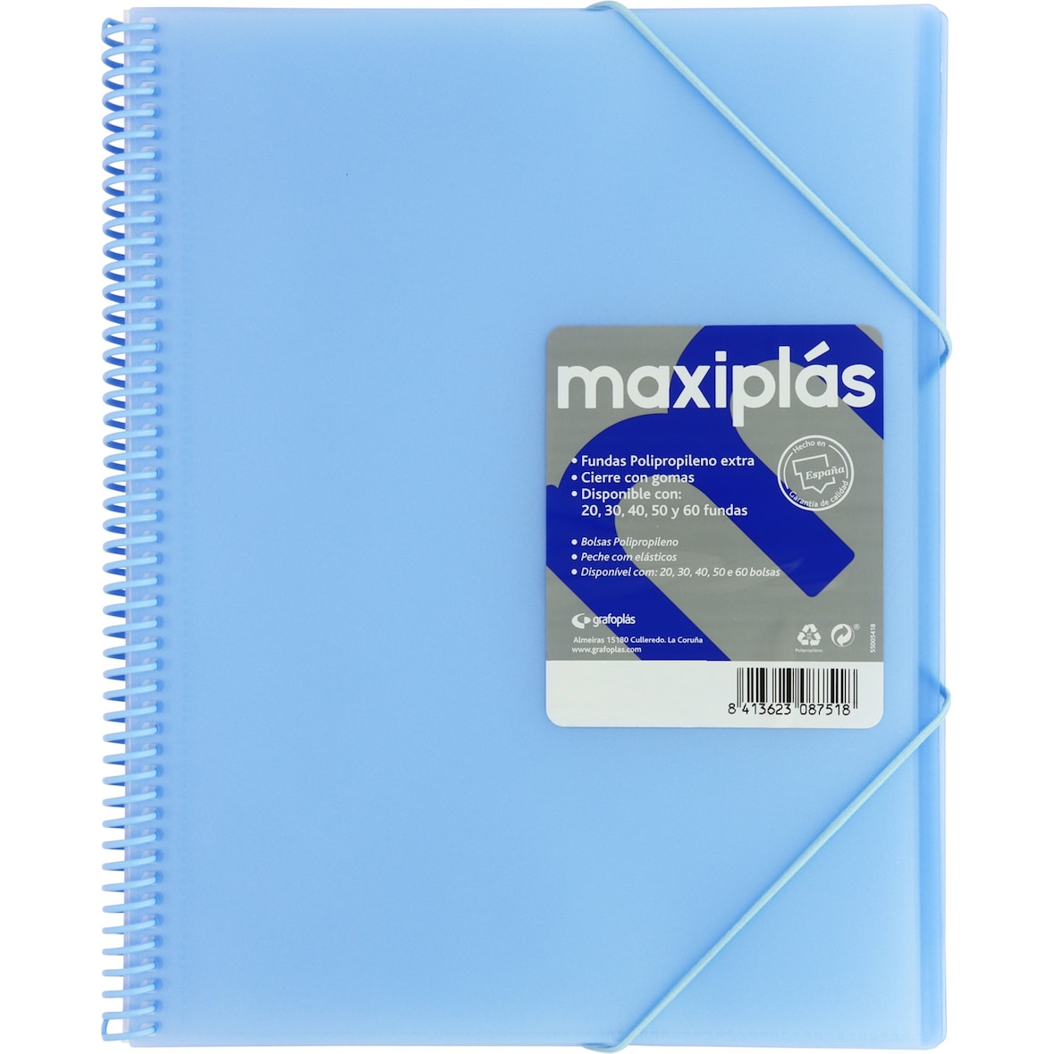 Carpeta de fundas Maxiplás 60 fundas Translúcida Azul soft