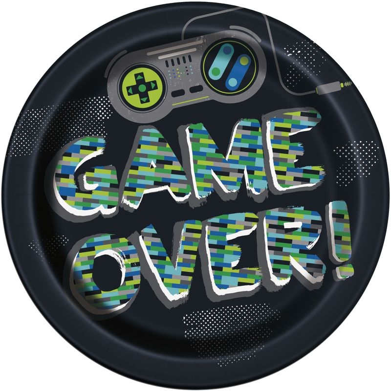 8 große Teller Gamer Geburtstag `Game Over`