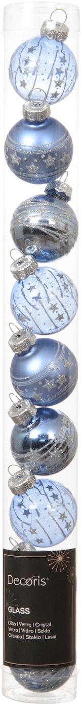 thumbnail of 9 Weihnachtskugeln Glas mit Motiven 3cm Christbaumkugeln Weihnachtsbaumkugeln Christbaumschmuck Weihnachtsbaumschmuck Dämmerungsblau Mix transparent