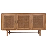 thumbnail of Sideboard HWC-M47, Schrank Kommode Highboard Anrichte, Staufächer, Rattan Akazie Massiv-Holz gebeizt 82x160x45cm 38kg