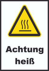 thumbnail of Achtung heiß Schild A3 Rückseite selbstklebend
