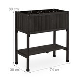 thumbnail of Relaxdays Hochbeet, Folie, Ablage, HxBxT: 80 x 74 x 38 cm, Garten, Balkon & Terrasse, Pflanztisch, Tannenholz, schwarz